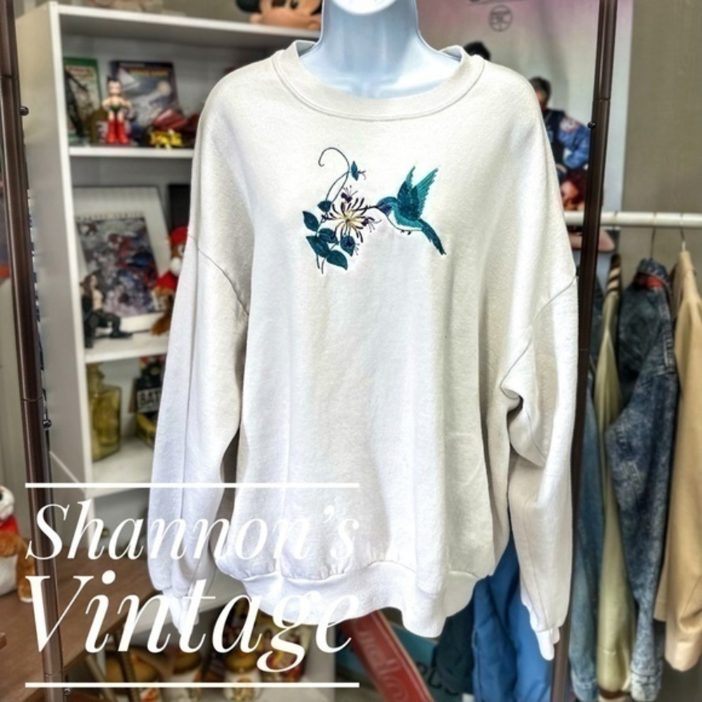 Hummingbird VNTG made in USA sz XXL embroidered crewneck A4